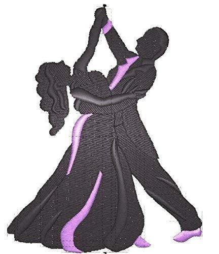 Ballroom Silhouette Right Posture embroidered patch showcasing a dancer in elegant posture, ideal for iron-on or sew application.