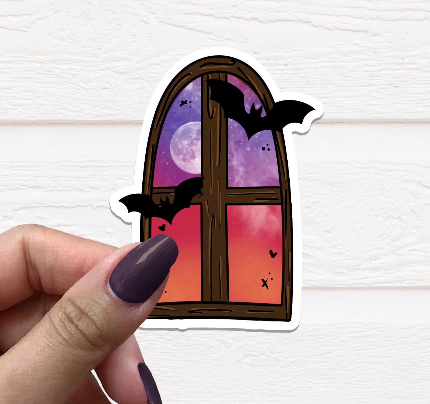 A 3.5-inch bat vinyl sticker on a white background, showcasing its matte finish and intricate design.