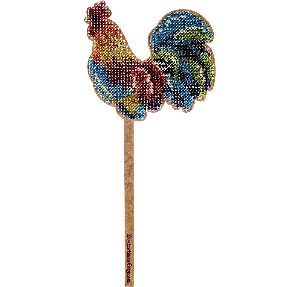 Bead embroidery kit on wood FLK-120 featuring colorful beads and a plywood blank for crafting.