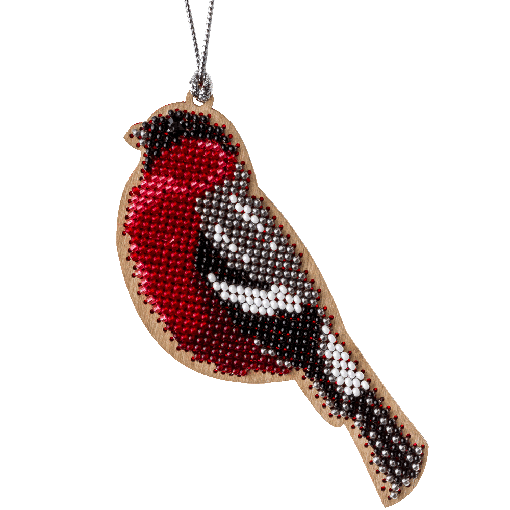 Bead embroidery kit FLK-217 featuring colorful beads, plywood blank, and crafting materials in a gift box.