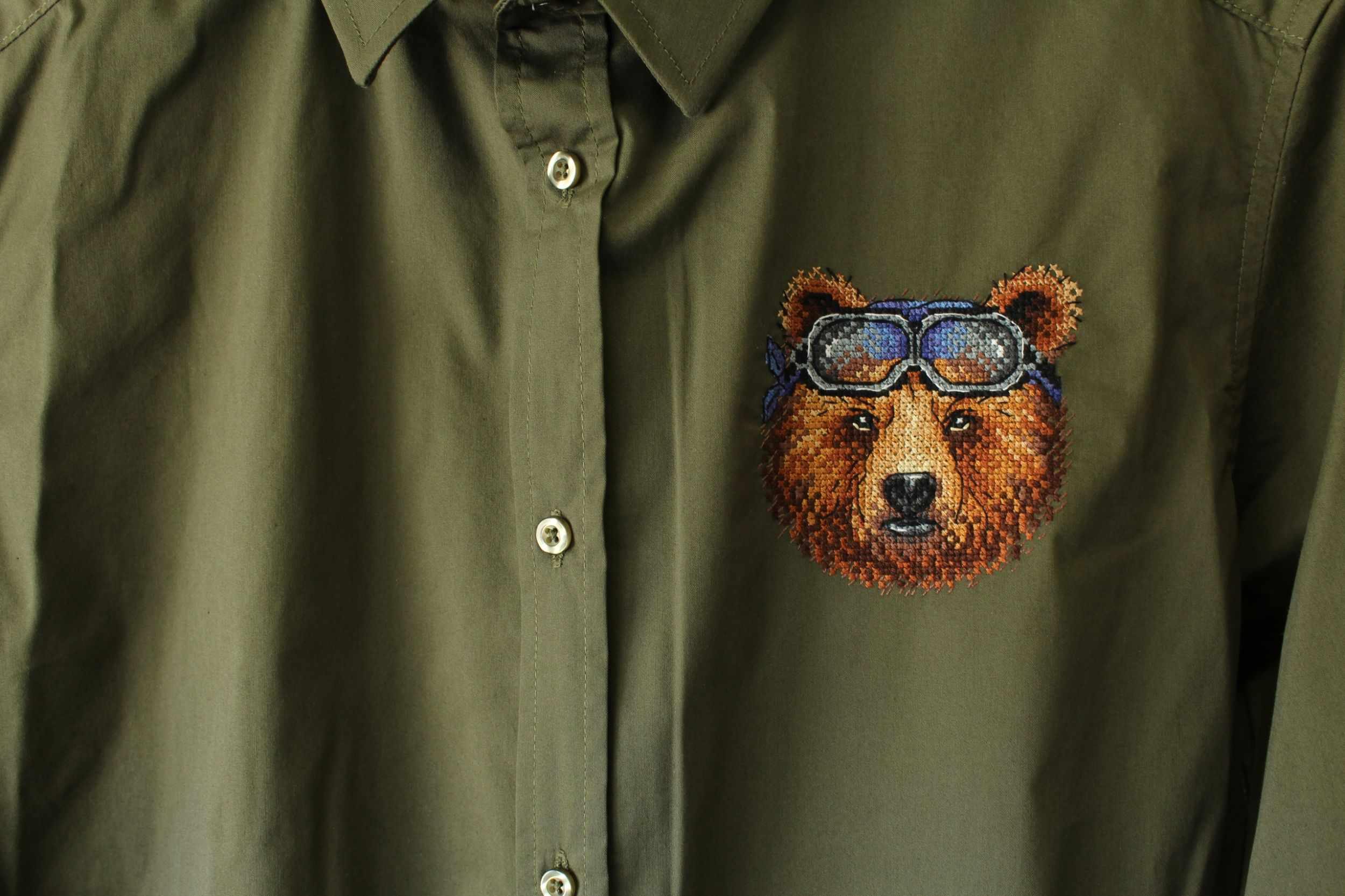 Bear B-259 Counted Cross Stitch Kit featuring water-soluble canvas, cotton threads, and a needle for unique embroidery projects.