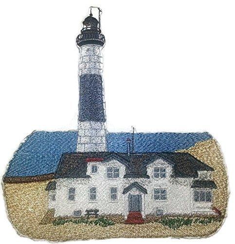 Big Sable Point Lighthouse embroidered patch, featuring intricate details and vibrant colors, ideal for iron-on or sewing applications.