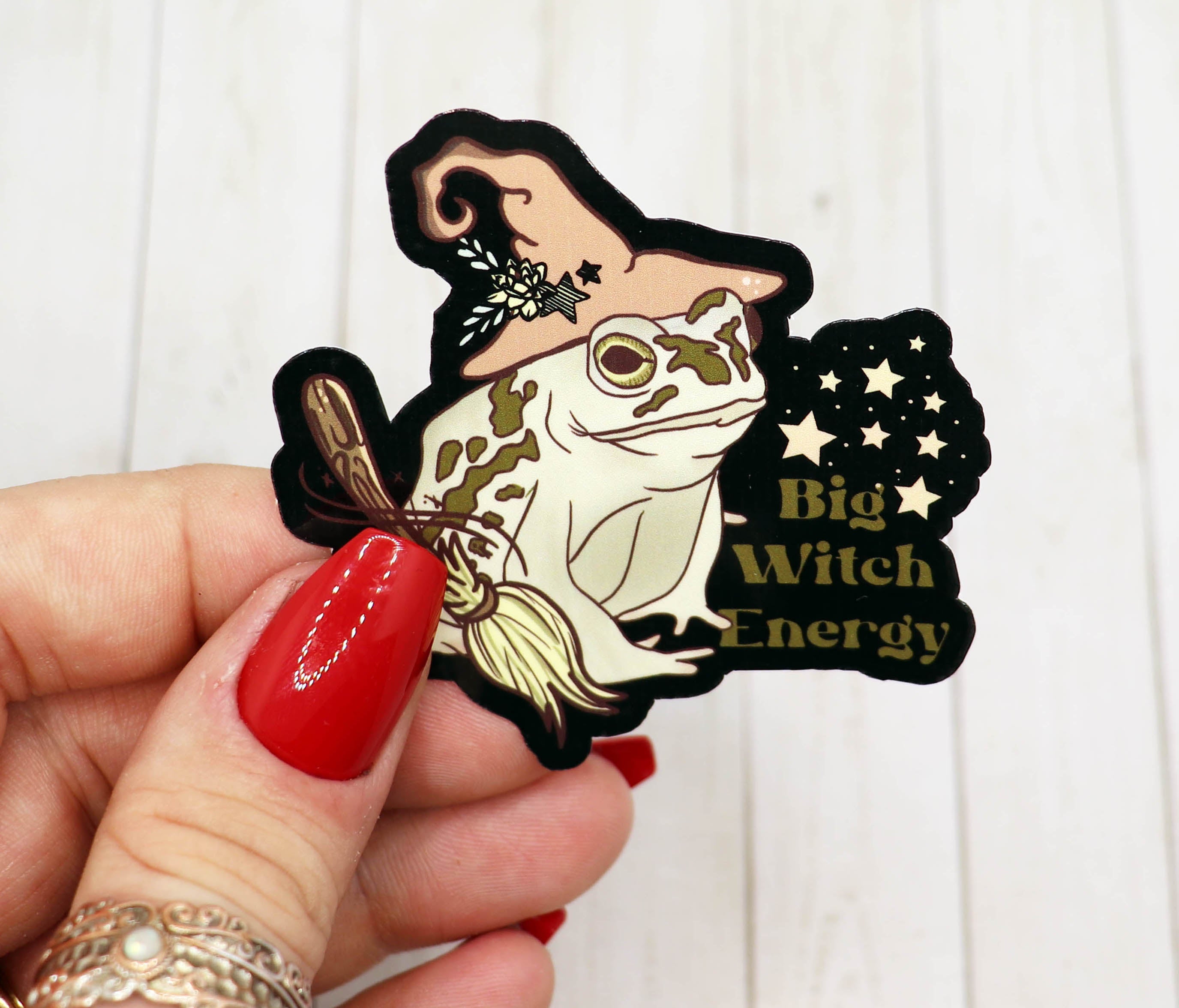 Big Witch Energy Vinyl Sticker featuring a witchy design on high-quality matte vinyl, perfect for personalizing various items.