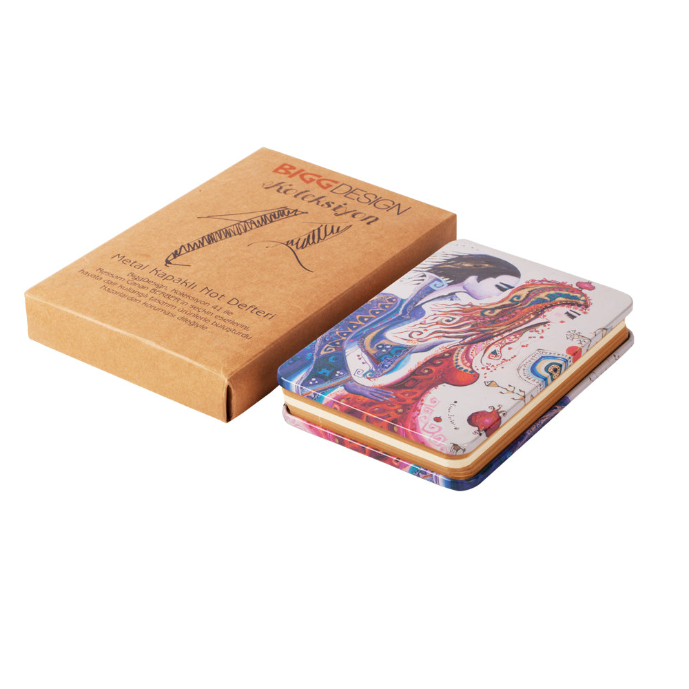 Biggdesign Notizbuch mit Hardcover, gestreiften Blättern und buntem Design, ideal für Notizen und Planung.