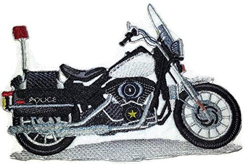 Embroidered Police patch for bikers, measuring 6.53" x 4.65", featuring vibrant colors and intricate designs.
