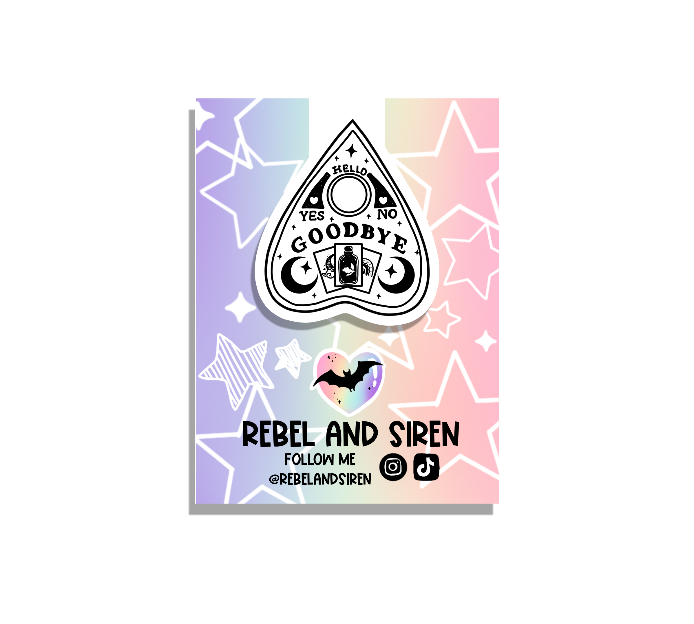 Black and White Planchette Bookmark featuring a mystical design with strong magnets, scratch and splash resistant.