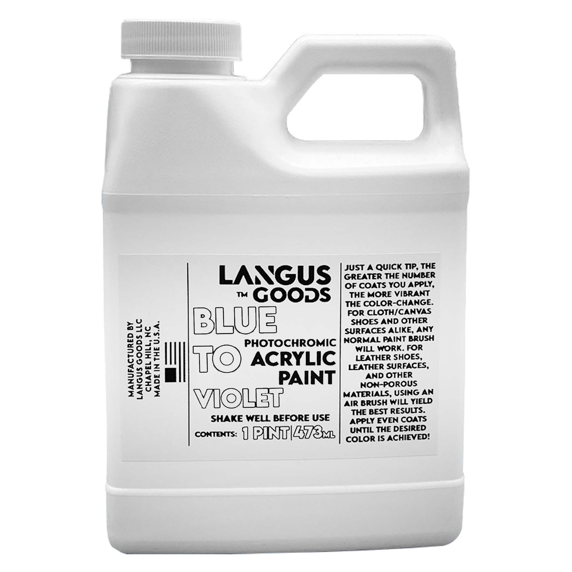 Blue to Violet Photochromic Fabric & Airbrush Paint in a bottle, showcasing its vibrant color and unique properties.