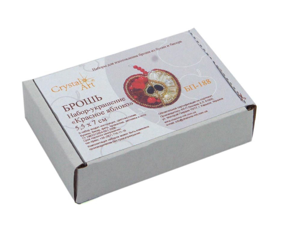 BP-188C Beadwork kit featuring a red apple design with various beads and crafting materials.