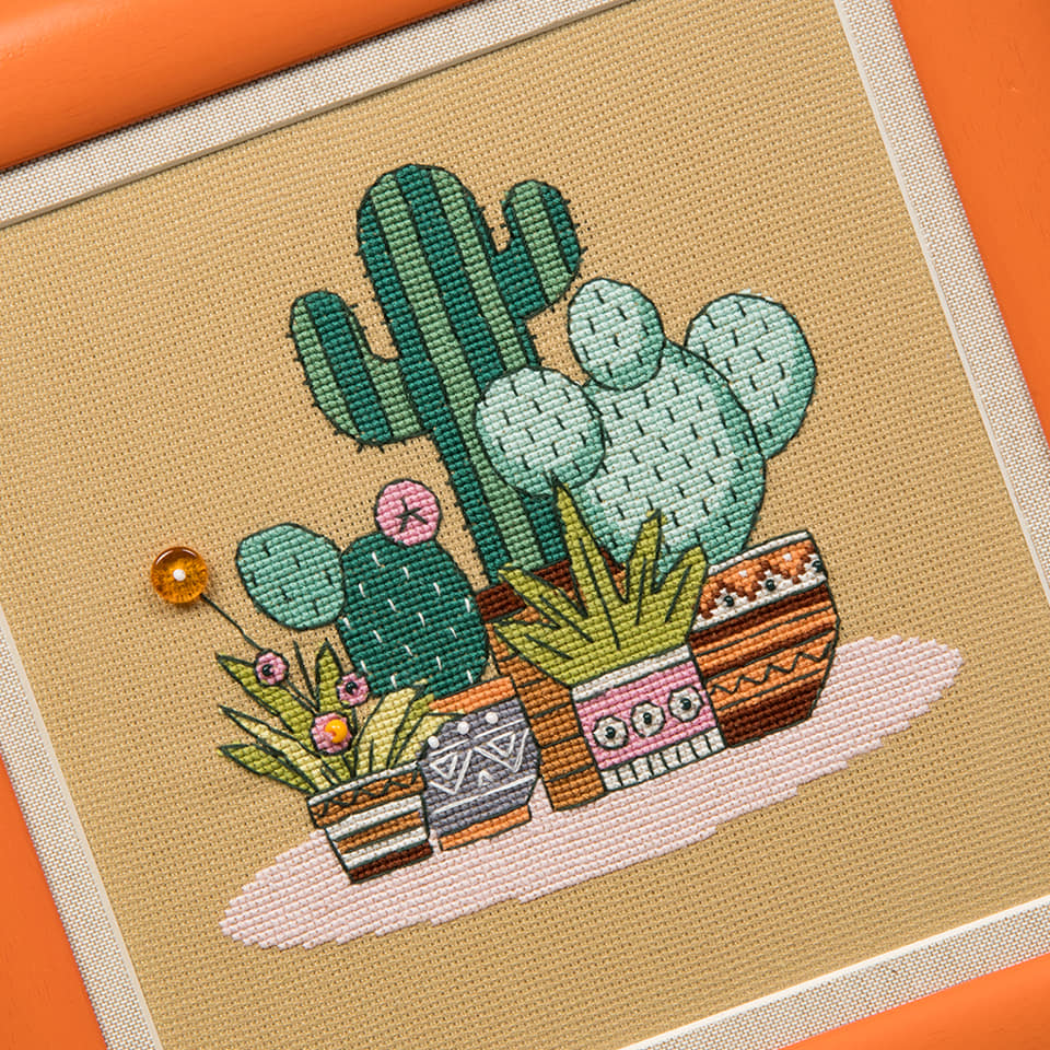 BT-215C Counted Cross Stitch Kit featuring a colorful 'Bright Mexico' design with included materials.