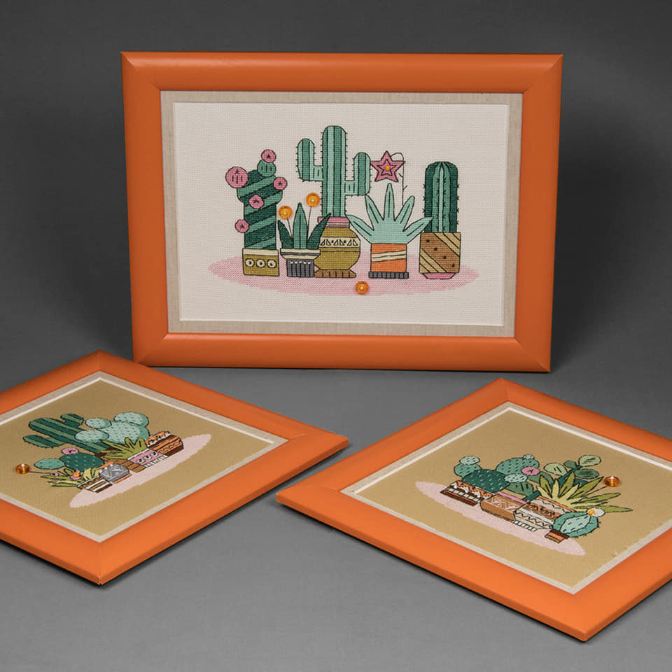 BT-215C Counted Cross Stitch Kit featuring a colorful 'Bright Mexico' design with included materials.