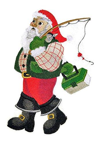 Embroidered iron-on Santa patch featuring vibrant colors and intricate details, perfect for holiday garments.