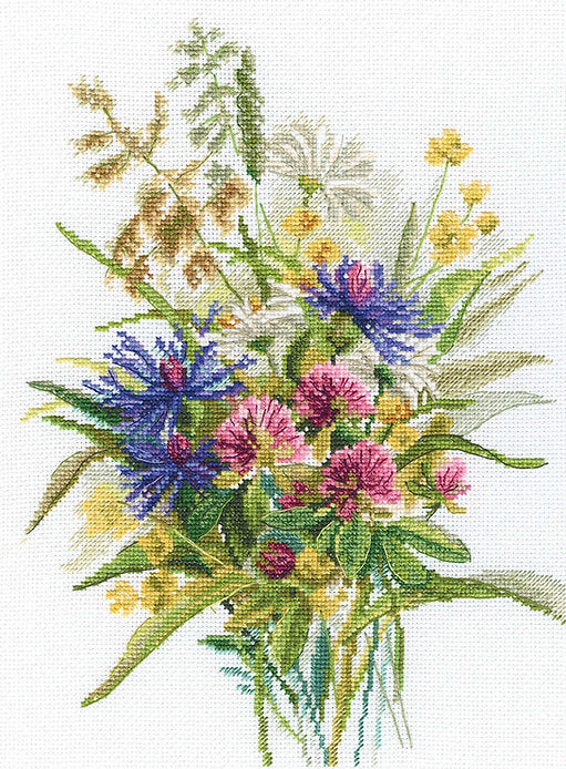 Charm of Summer Herbs M883 Counted Cross Stitch Kit featuring Aida canvas, DMC threads, and detailed chart.