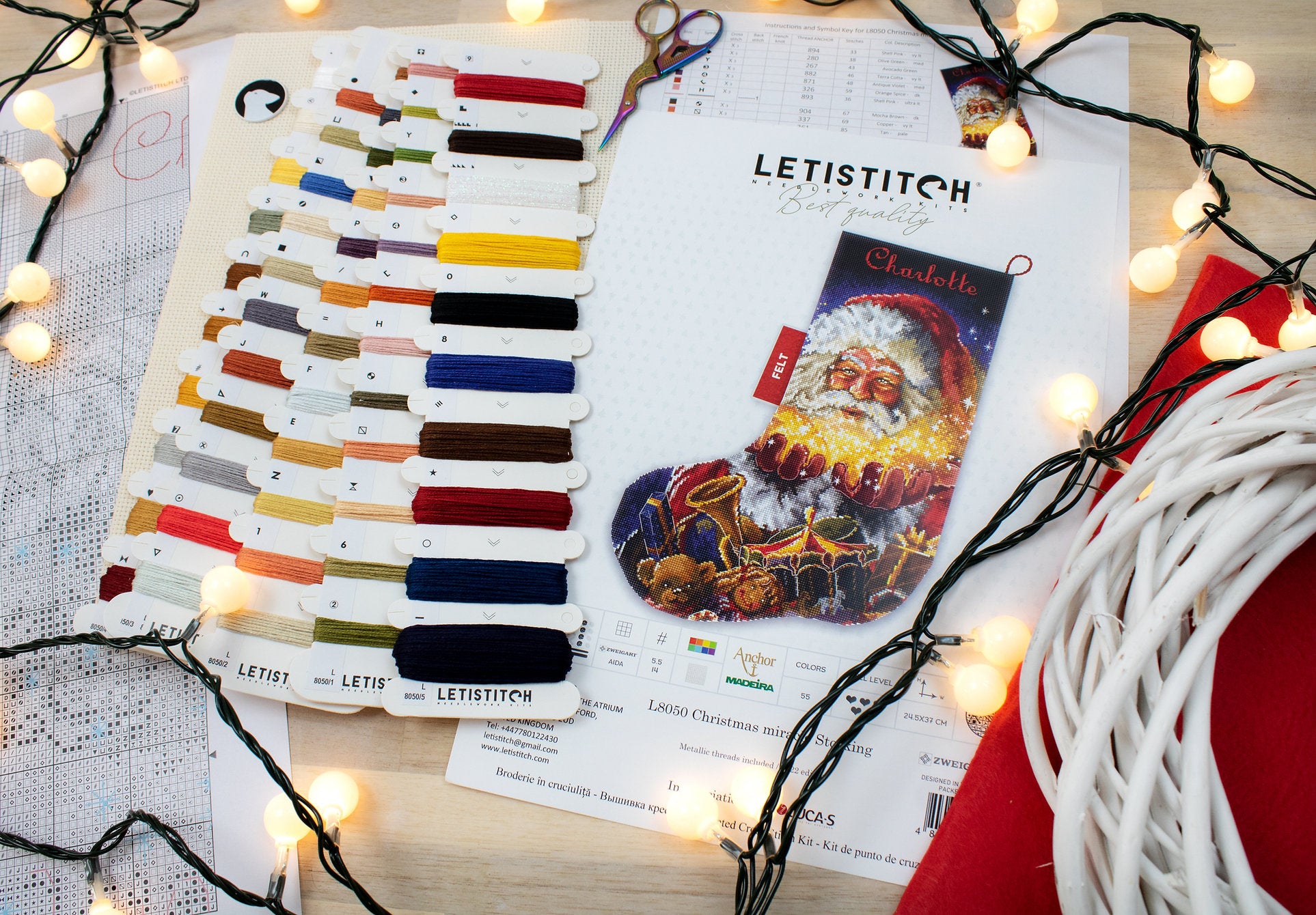 Christmas Miracle Stocking L8050 Counted Cross Stitch Kit featuring vibrant colors and high-quality Aida canvas.