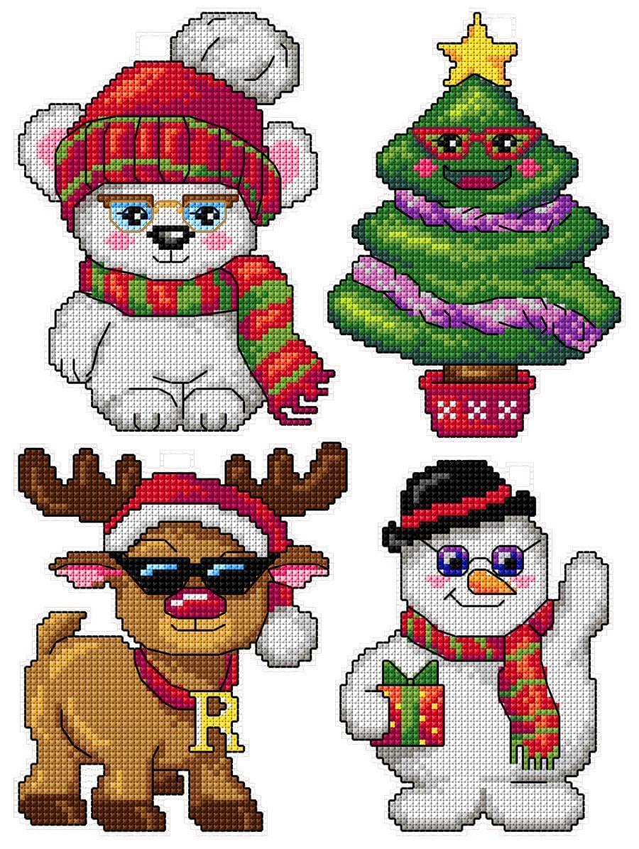 Christmas Toys 120CS Counted Cross-Stitch Kit featuring vibrant colors and included materials for holiday crafting.