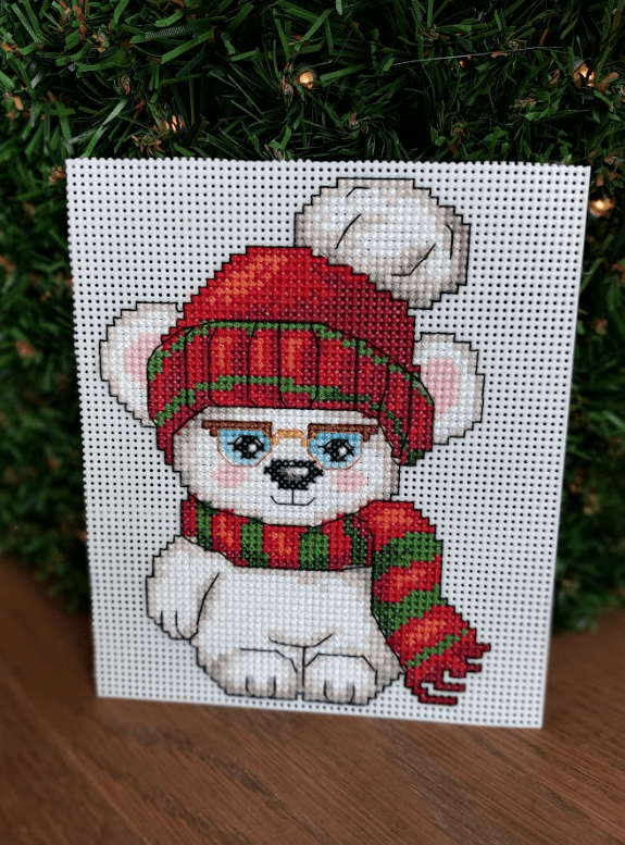 Christmas Toys 120CS Counted Cross-Stitch Kit featuring vibrant colors and included materials for holiday crafting.