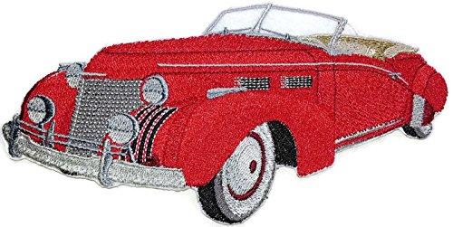 Classic 1940 Cadillac 62 embroidered patch, showcasing intricate details and vibrant colors, ideal for iron-on or sew-on applications.