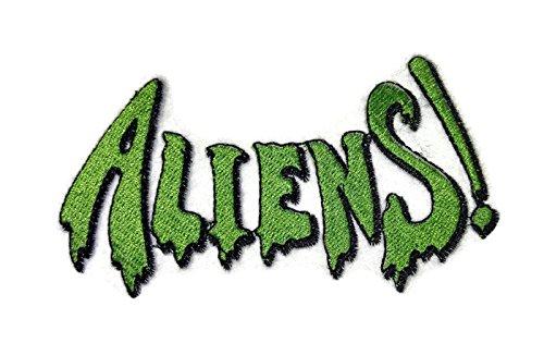 Classic Word Aliens embroidered patch featuring vibrant alien design on a cotton base, ideal for iron-on or sewing applications.