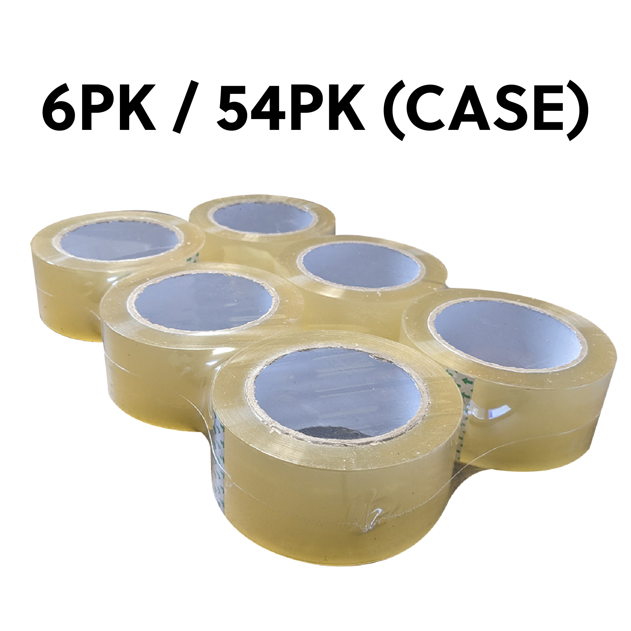 Clear Transparent 2-inch packaging tape roll, 110 yards long, showcasing its thickness and clarity.