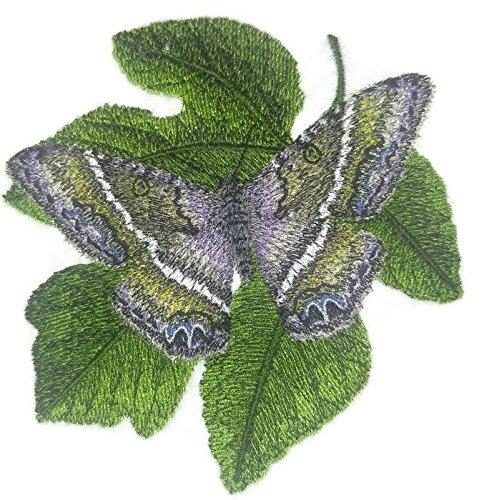 Colorful Black Witch Moth embroidered patch with intricate details, suitable for iron-on or sew-on application.