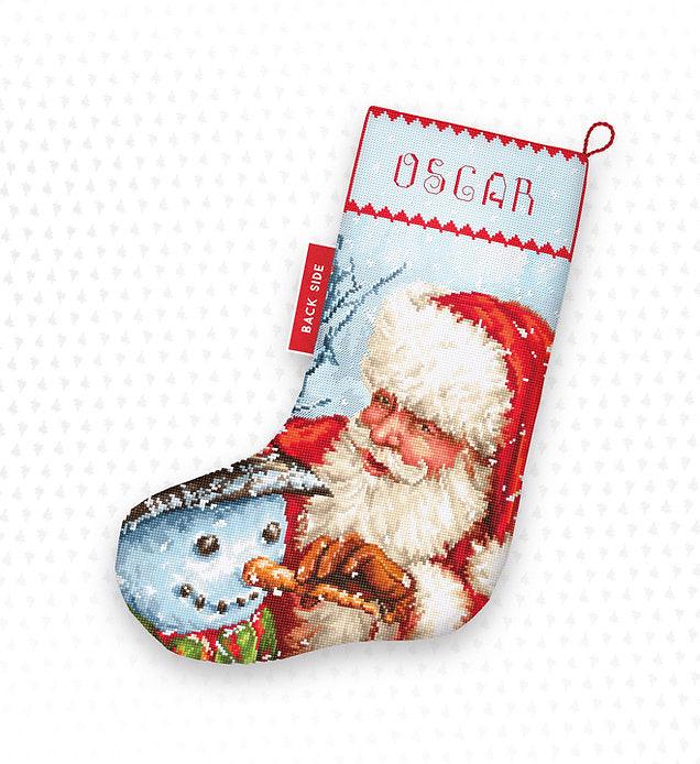 Counted Cross Stitch Kit Christmas Stocking Leti921 featuring vibrant colors and detailed design on Aida canvas.