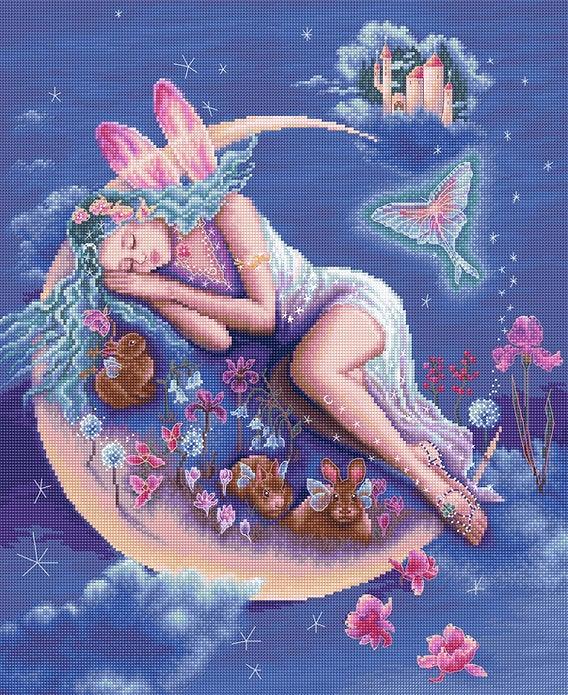 Counted Cross Stitch Kit Evening Dreams Leti995 featuring vibrant Anchor floss and Zweigart Aida canvas, perfect for crafting enthusiasts.