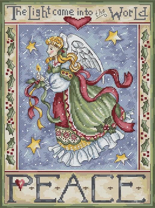 Counted Cross Stitch Kit featuring a Peace Angel design with vibrant colors and high-quality materials.