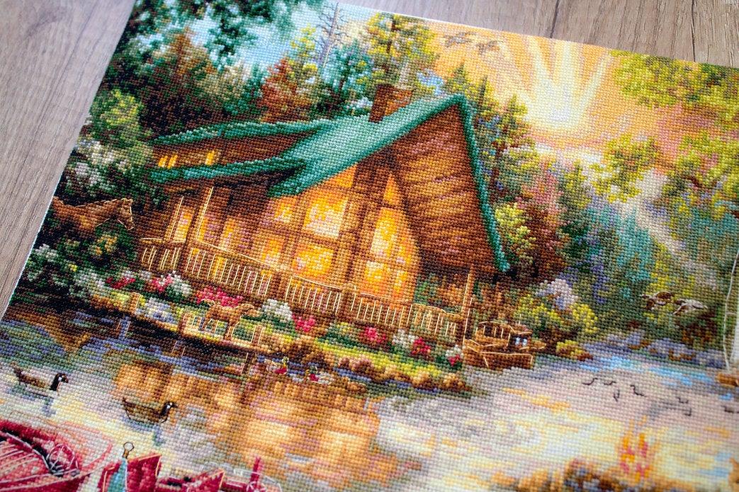 Counted Cross Stitch Kit Seize the Day Leti963 with vibrant threads and canvas.