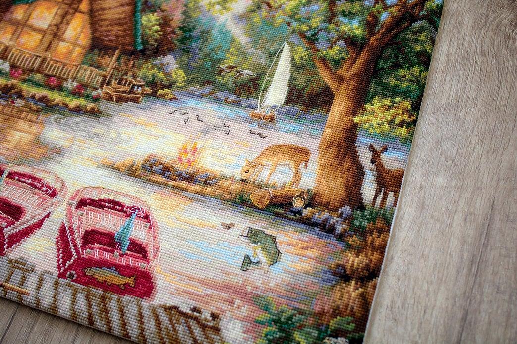 Counted Cross Stitch Kit Seize the Day Leti963 with vibrant threads and canvas.