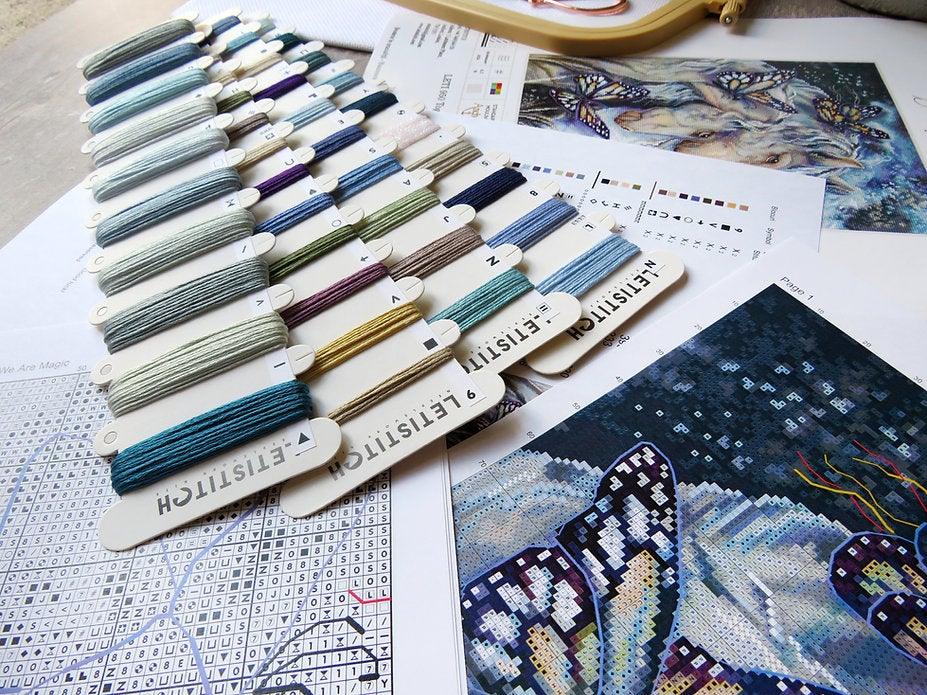 Counted Cross Stitch Kit Together We Are Magic Leti950 featuring vibrant threads and canvas.