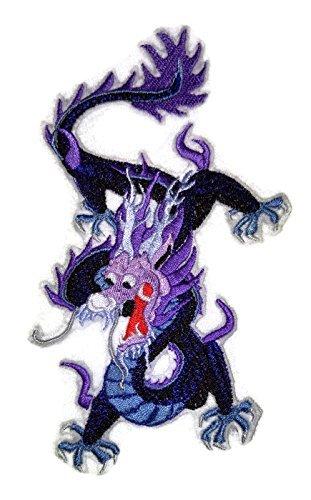 Custom Black Dragon Embroidery Patch, featuring intricate design and vibrant colors, suitable for iron-on or sew-on application.