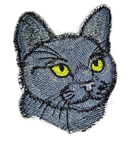 Custom embroidered patch featuring a detailed Bombay cat face design, perfect for iron-on or sew-on application.