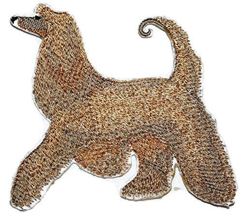 Custom Afghan Hound embroidery patch with vibrant colors and intricate details, suitable for iron-on or sew-on application.