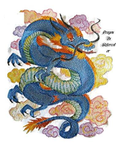 Custom Dragon Watercolor Embroidery Patch showcasing vibrant colors and intricate details, perfect for iron-on or sew-on applications.