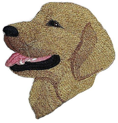Custom Golden Retriever Dog Face Embroidery patch with detailed stitching and vibrant colors, suitable for iron-on or sew-on application.