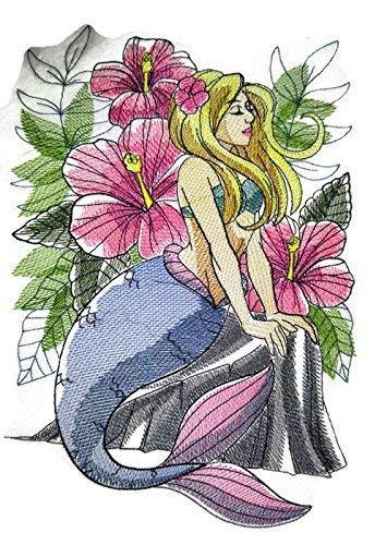 Custom Mermaid Splendor Embroidery Patch featuring intricate mermaid design, suitable for iron-on or sew-on applications.