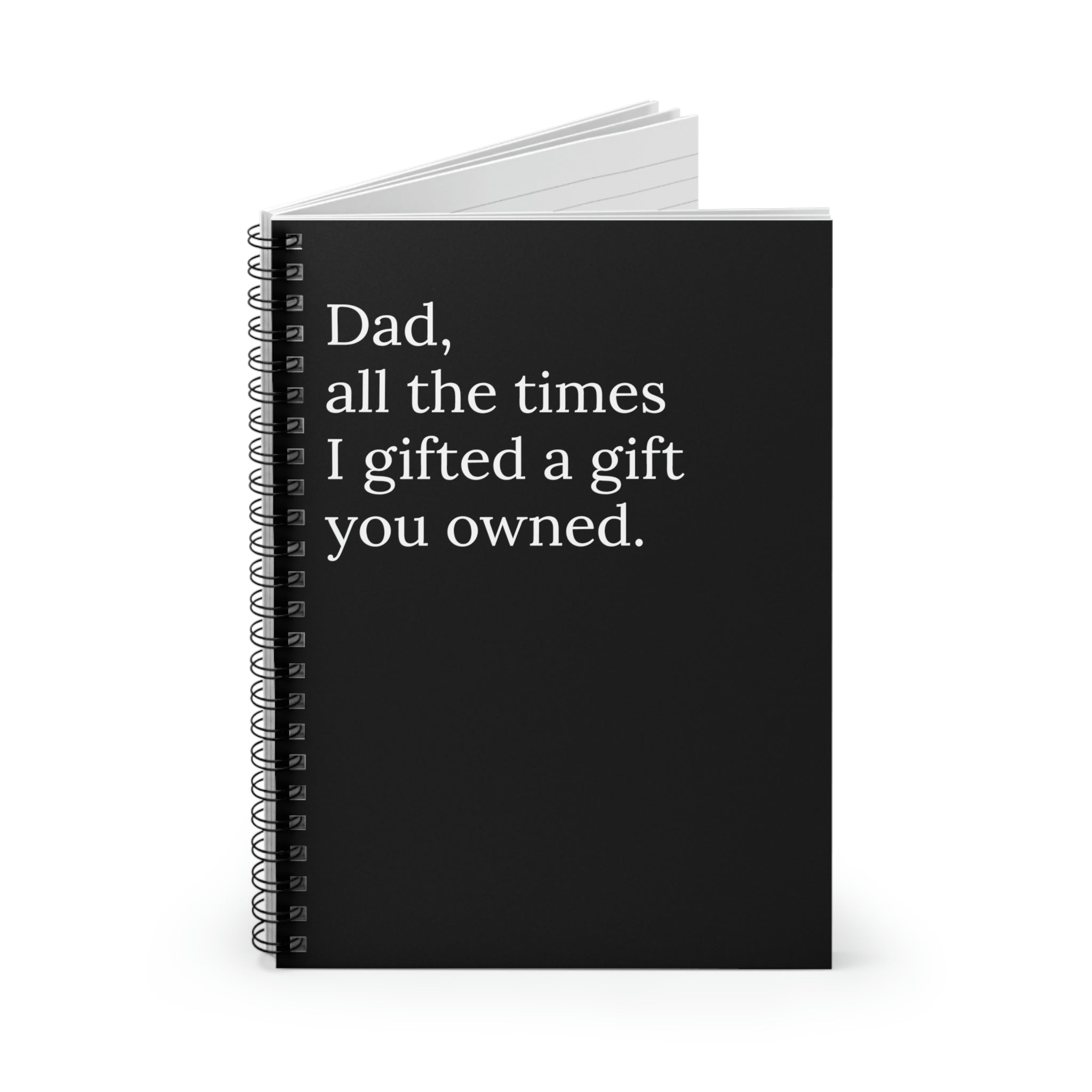 Funny Dad Notebook with spiral binding and ruled pages, featuring a humorous design for jotting down thoughts.