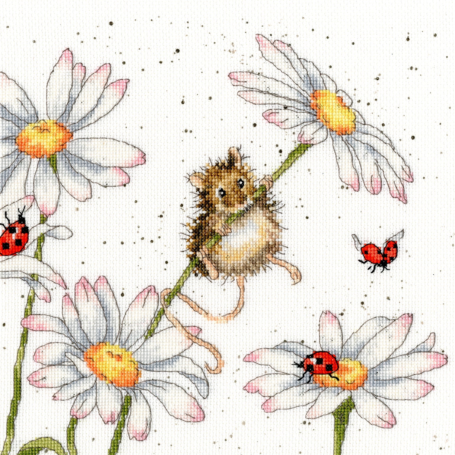 Daisy Mouse XHD80 Counted Cross Stitch Kit with Aida fabric and threads.