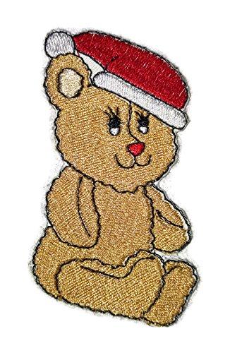 December Bear embroidered patch featuring a detailed bear portrait on a cotton base, ideal for sewing or ironing on garments.