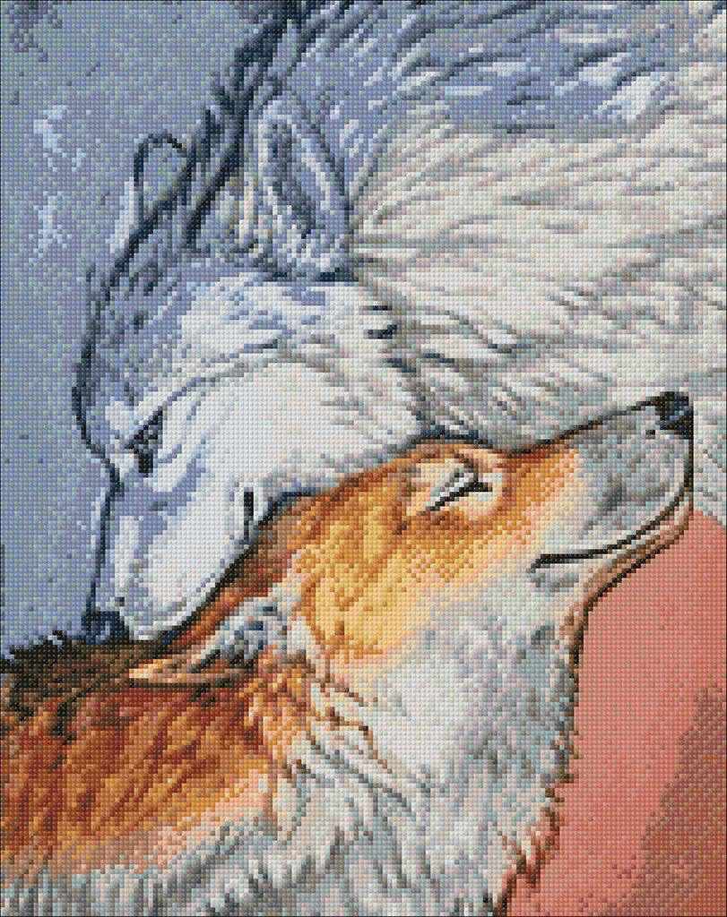 Devotion WD082 Wizardi Diamond Painting Kit showcasing the self-adhesive canvas, tools, and colorful square acrylic diamonds.