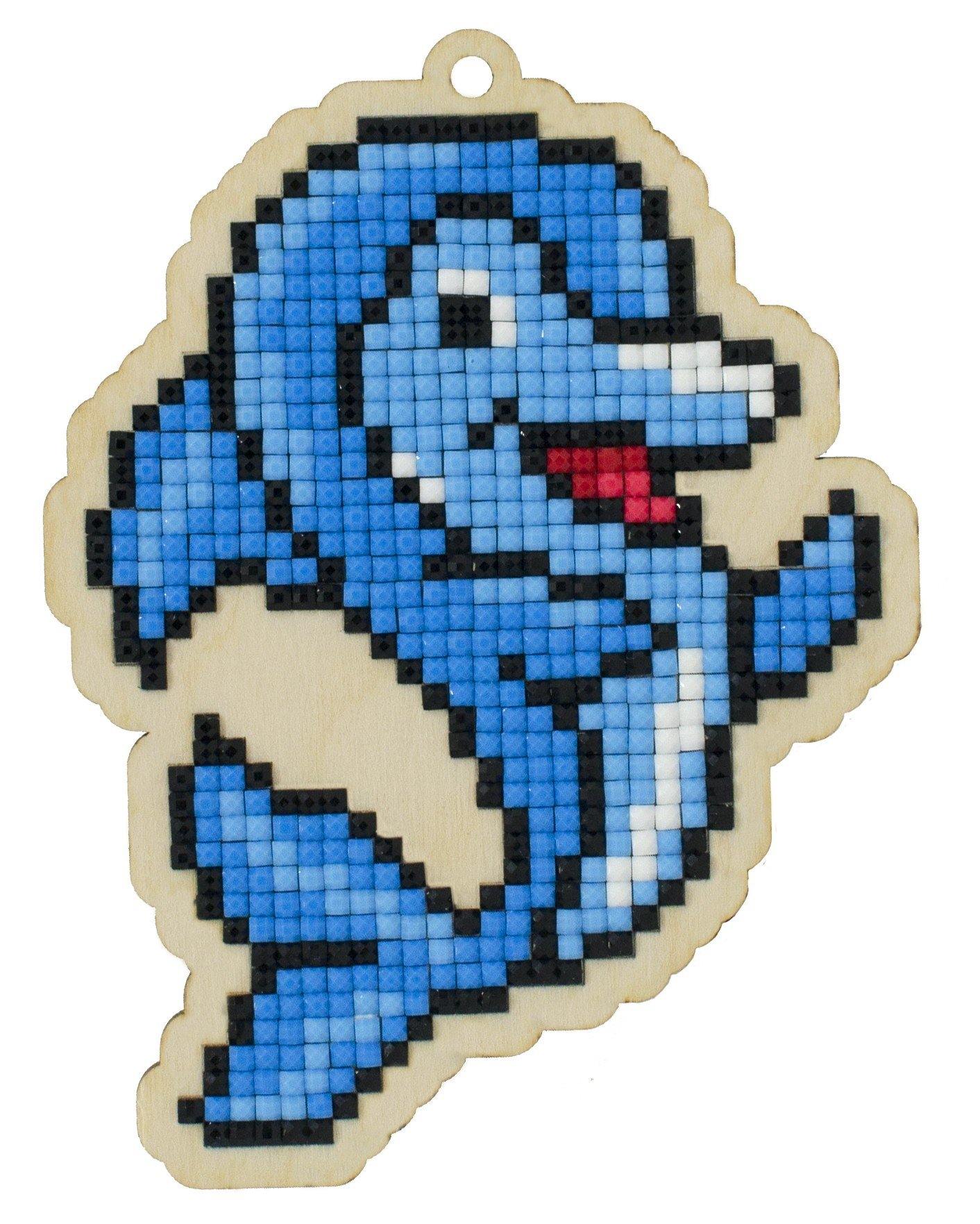 Dolphin WWP414 Diamond Painting Kit featuring colorful rhinestones on a plywood base, showcasing a playful dolphin design.