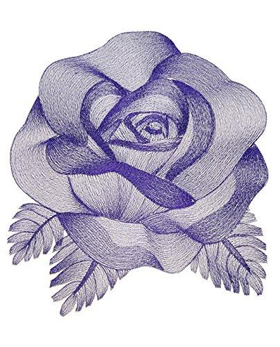 Elegant Etching Rose embroidered patch, showcasing intricate rose design on a cotton base, ideal for iron-on or sew applications.