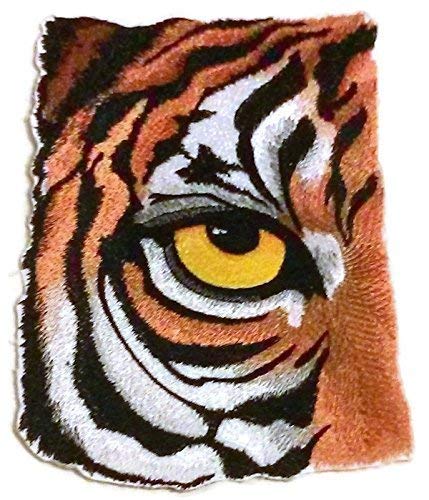Eye of Tiger embroidered patch showcasing intricate design and vibrant colors, perfect for iron-on or sew applications.
