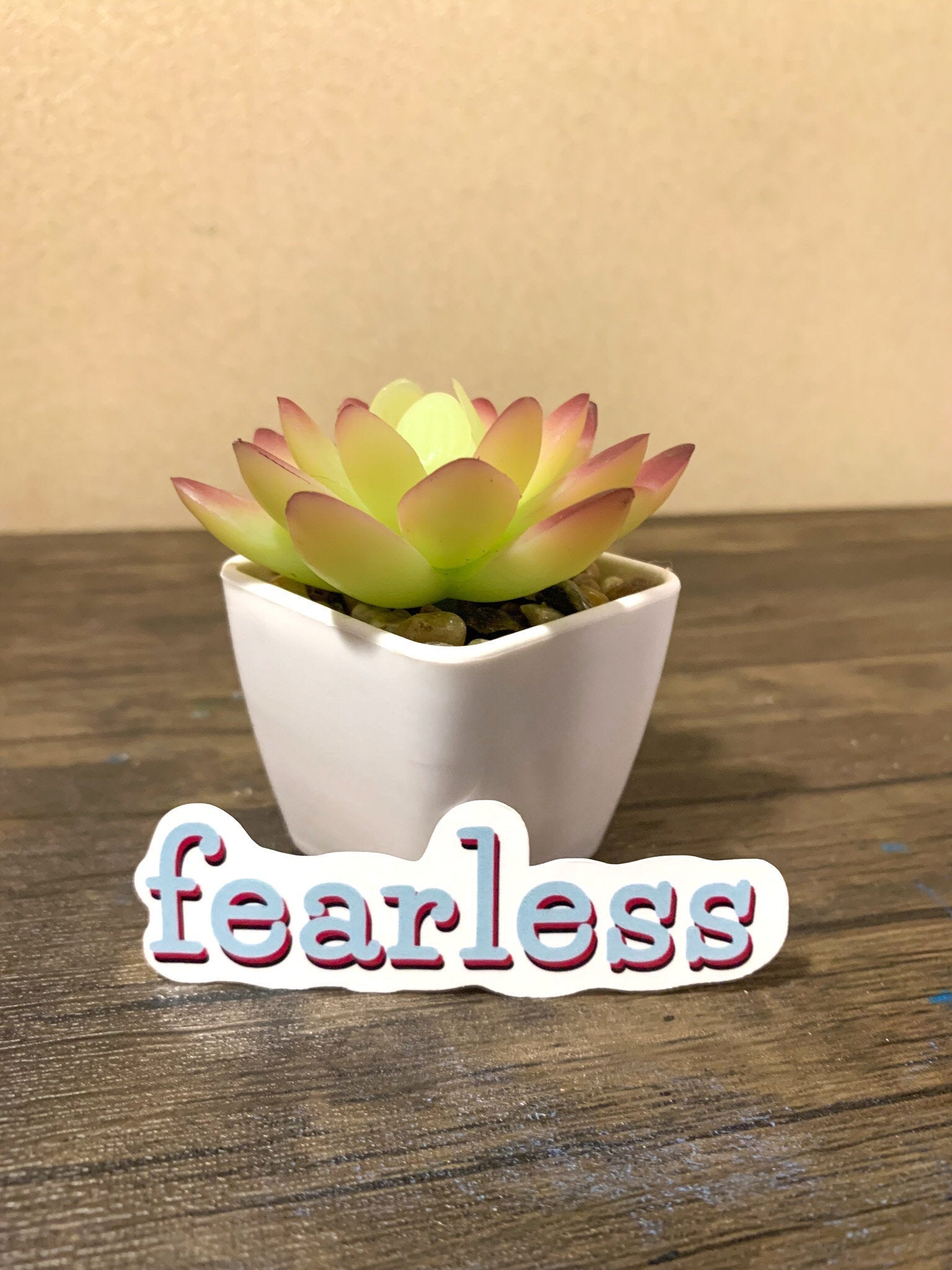 Fearless Sticker featuring a cute aesthetic design, perfect for customizing various items like hydroflasks and laptops.