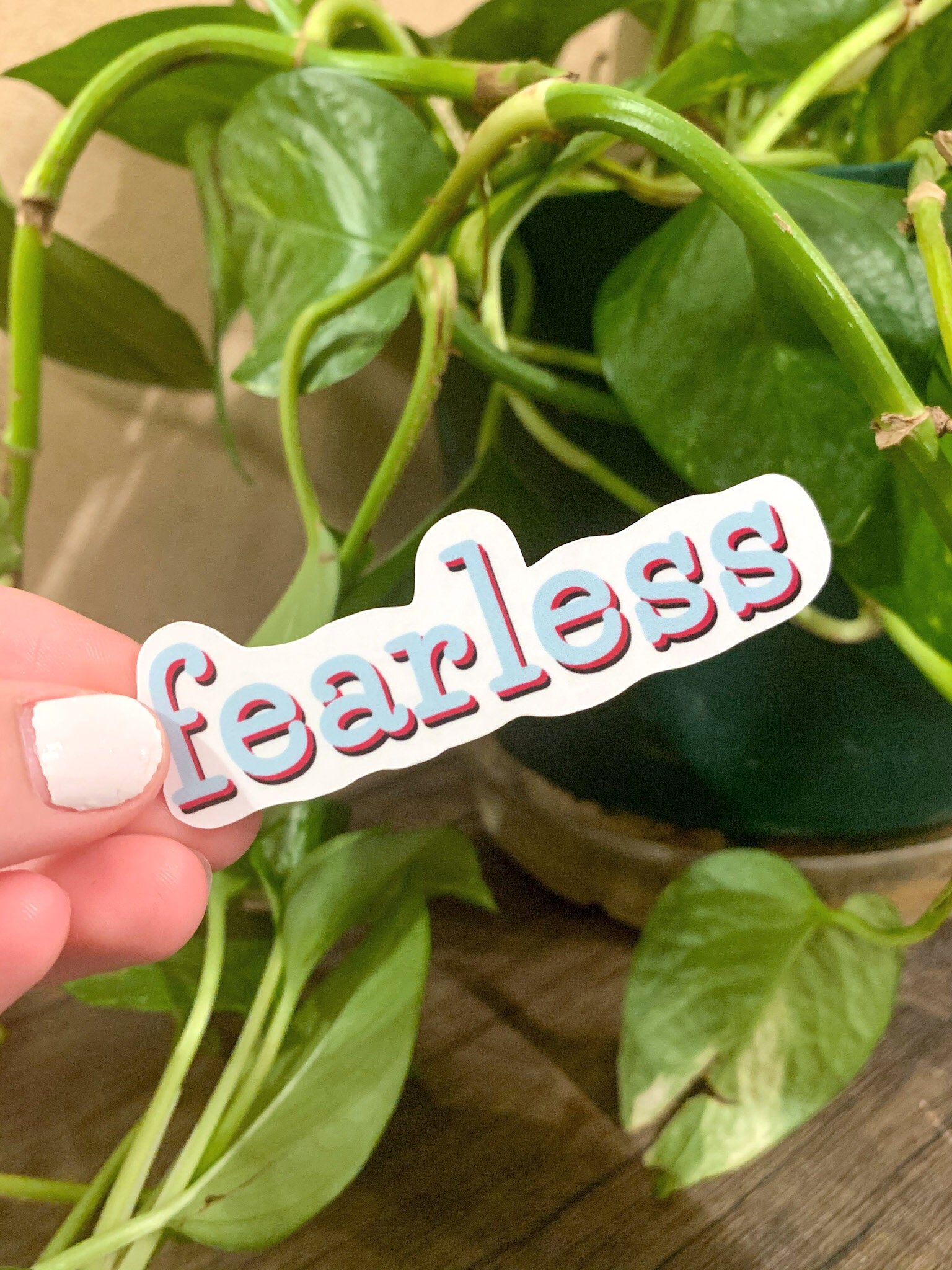 Fearless Sticker featuring a cute aesthetic design, perfect for customizing various items like hydroflasks and laptops.