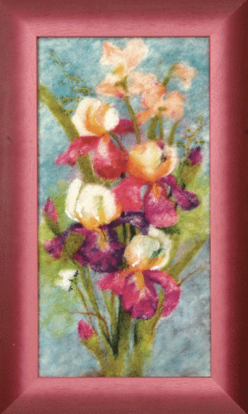 Felting Kit V-99C 'Refinement' with colorful wool, beads, and tools for crafting.