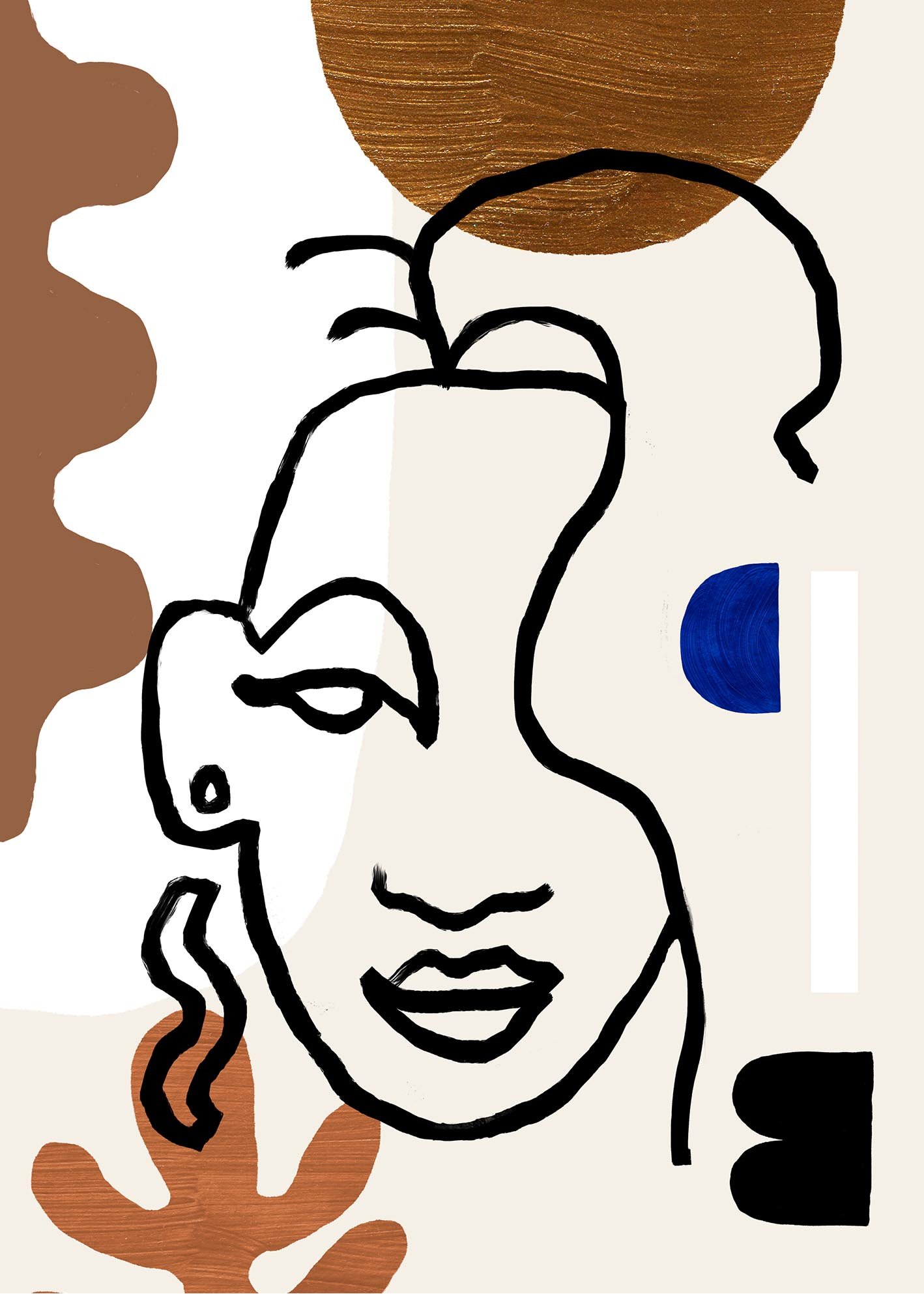 A high-quality print of a female face, showcasing intricate details and vibrant colors, suitable for framing.