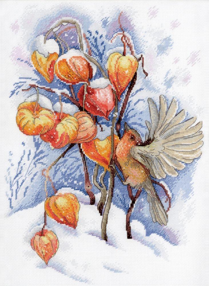 Flying Bird SNV-659 Counted Cross Stitch Kit featuring AIDA canvas, colorful threads, and a needle for crafting.