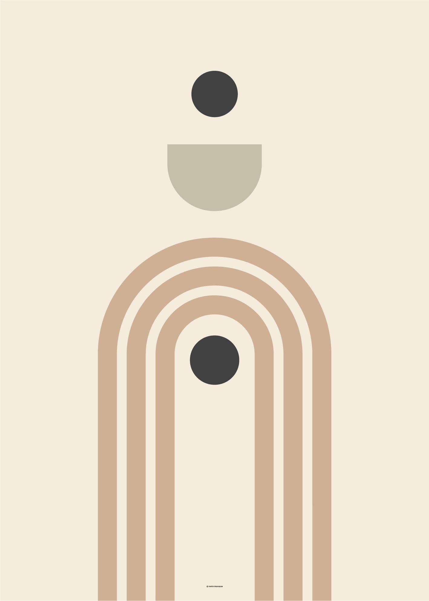 A vibrant geometric print featuring a rainbow of colors in a modern design, perfect for framing.