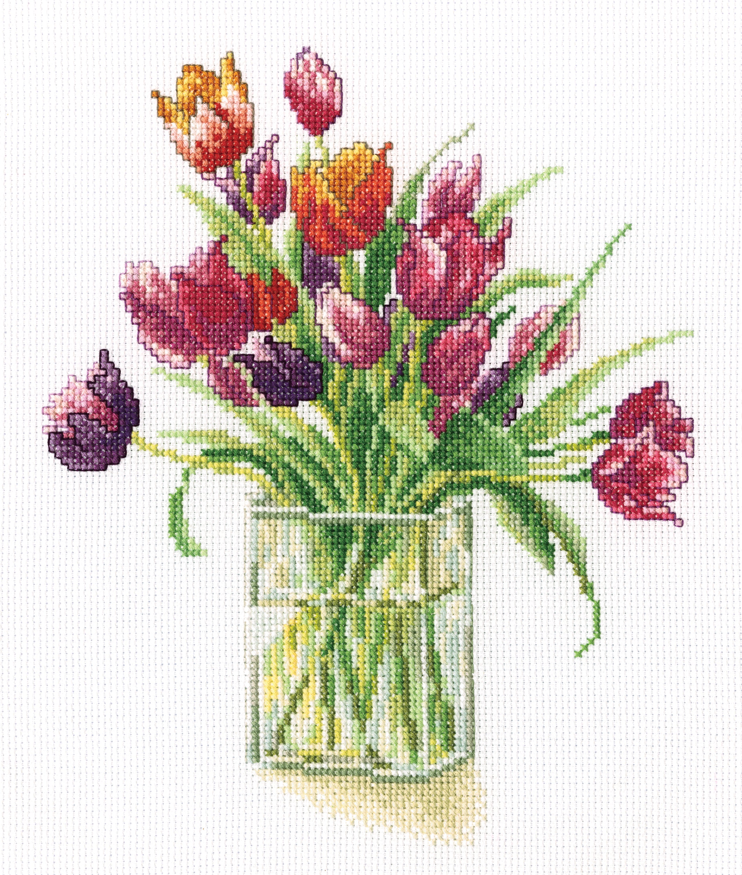 M304 Counted Cross Stitch Kit featuring Aida fabric, DMC threads, and a detailed chart for crafting.