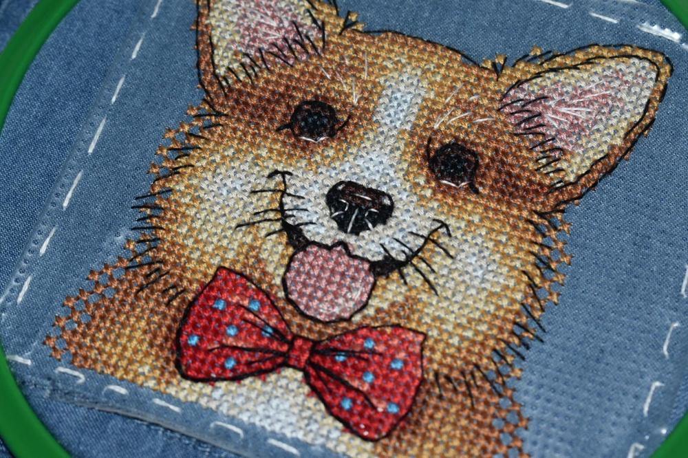 Ginger Gentleman SV-244 Counted Cross-Stitch Kit featuring colorful threads, needle, and soluble canvas.